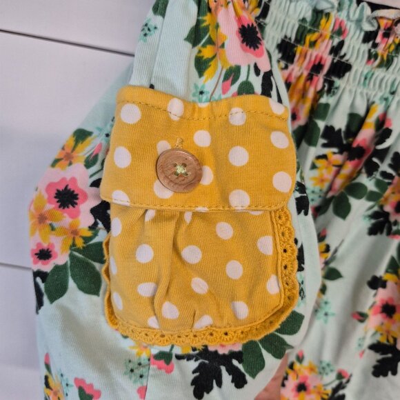 Matilda Jane Striped Floral Dress With Polka Dot Pockets & Button Accents 12M - Picture 3 of 6